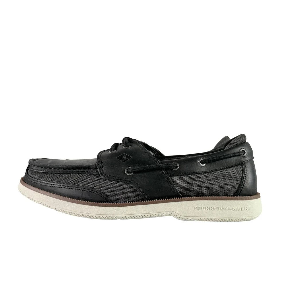 Sperry Surveyor 2-Eye Black Leather Men Boat Shoes 11.5 M
